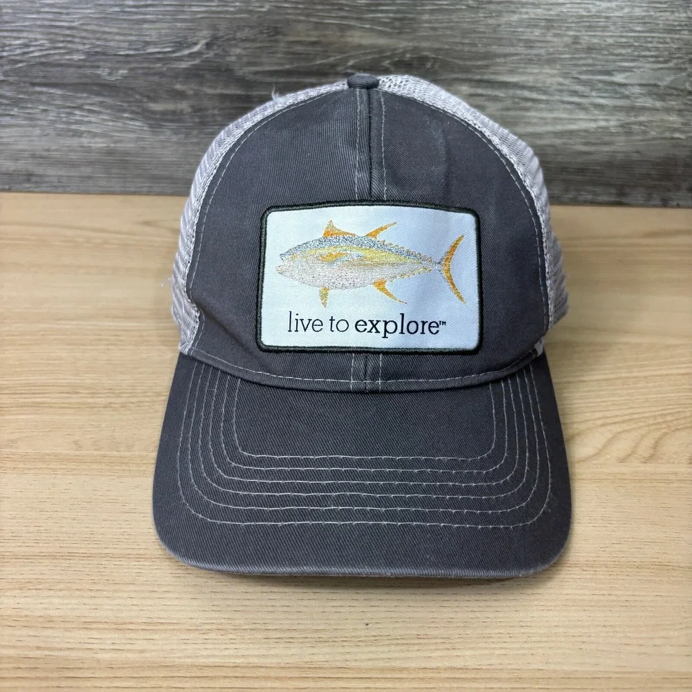 Magellan Outdoors‎ Hat Cap Snapback Gray Fish Patch Logo Outdoors Adjustable